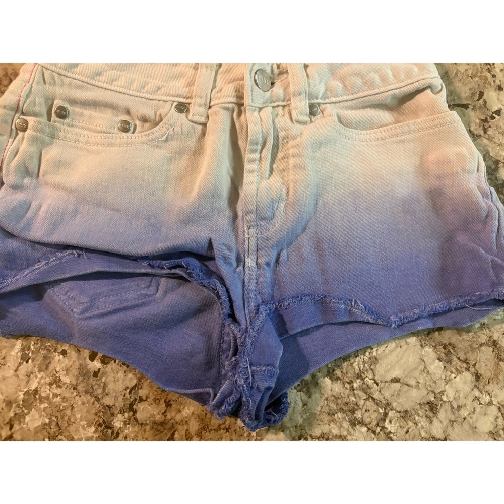 Victoria's Secret PINK Tie Dye Y2K Women's Denim Booty Shorts Purple White SZ 0‎ - Picture 4 of 12